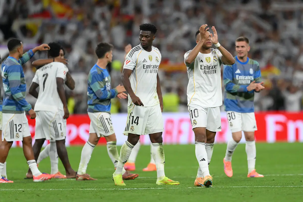 Aurélien Tchouaméni après la victoire ce dimanche (Photo by David Ramos/Getty Images).