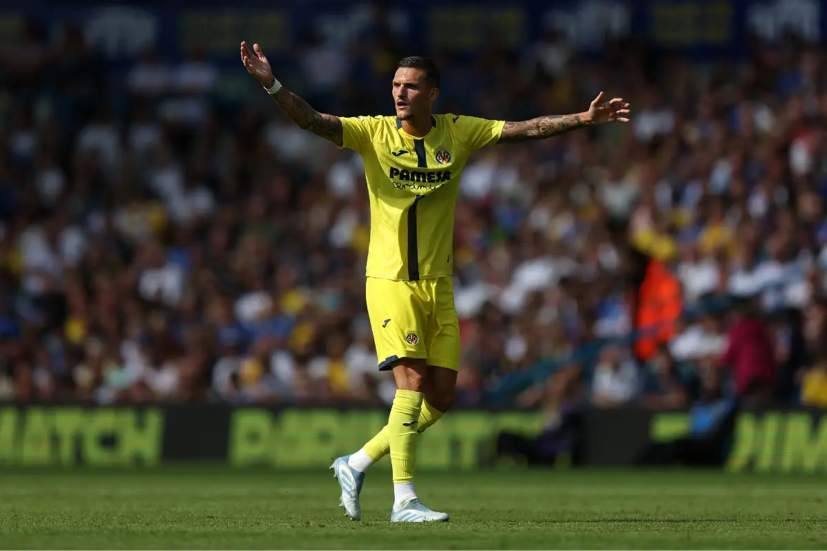 LEEDS, ENGLAND - AUGUST 02: Rafa Marin of Villarreal CF reacts during the pre-season friendly match between Leeds United and Villarreal CF at Elland Road on August 02, 2025 in Leeds, England. (Photo by George Wood/Getty Images)