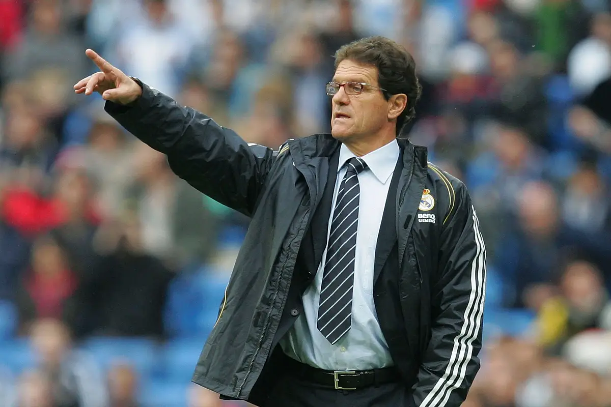 MADRID, SPAIN - APRIL 08: Real Madrid manager Fabio Capello instructs his team during the Primera Liga match between Real Madrid and Osasuna at the Santiago Bernabeu stadium on April 8, 2007 in Madrid, Spain. (Photo by Denis Doyle/Getty Images)