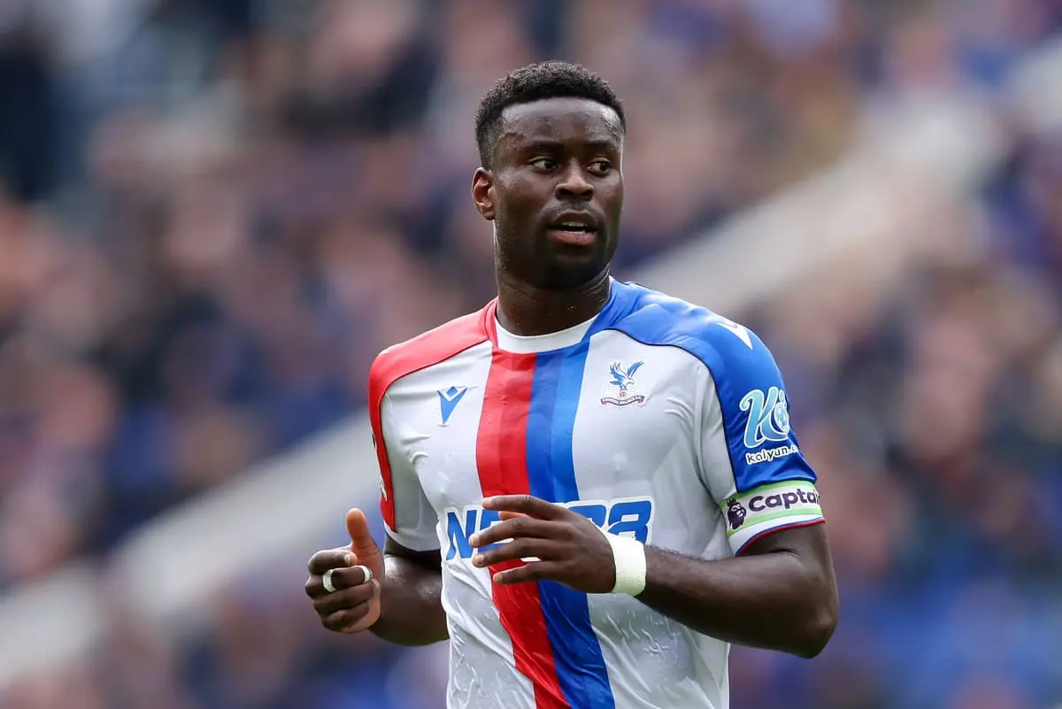 LIVERPOOL, ENGLAND - OCTOBER 05: Marc Guehi of Crystal Palace looks on during the Premier League match between Everton and Crystal Palace at Hill Dickinson Stadium on October 05, 2025 in Liverpool, England. (Photo by Matt McNulty/Getty Images).