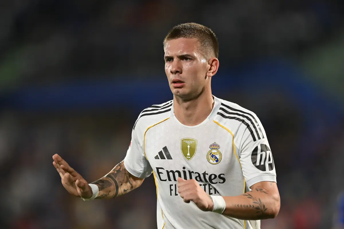 GETAFE, SPAIN - OCTOBER 19: Franco Mastantuono of Real Madrid reacts during the LaLiga EA Sports match between Getafe CF and Real Madrid CF at Coliseum Alfonso Perez on October 19, 2025 in Getafe, Spain. (Photo by Denis Doyle/Getty Images)