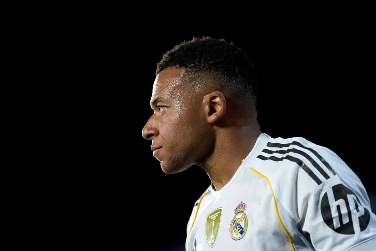 GETAFE, SPAIN - OCTOBER 19: Kylian Mbappe of Real Madrid looks on during the LaLiga EA Sports match between Getafe CF and Real Madrid CF at Coliseum Alfonso Perez on October 19, 2025 in Getafe, Spain. (Photo by Angel Martinez/Getty Images)