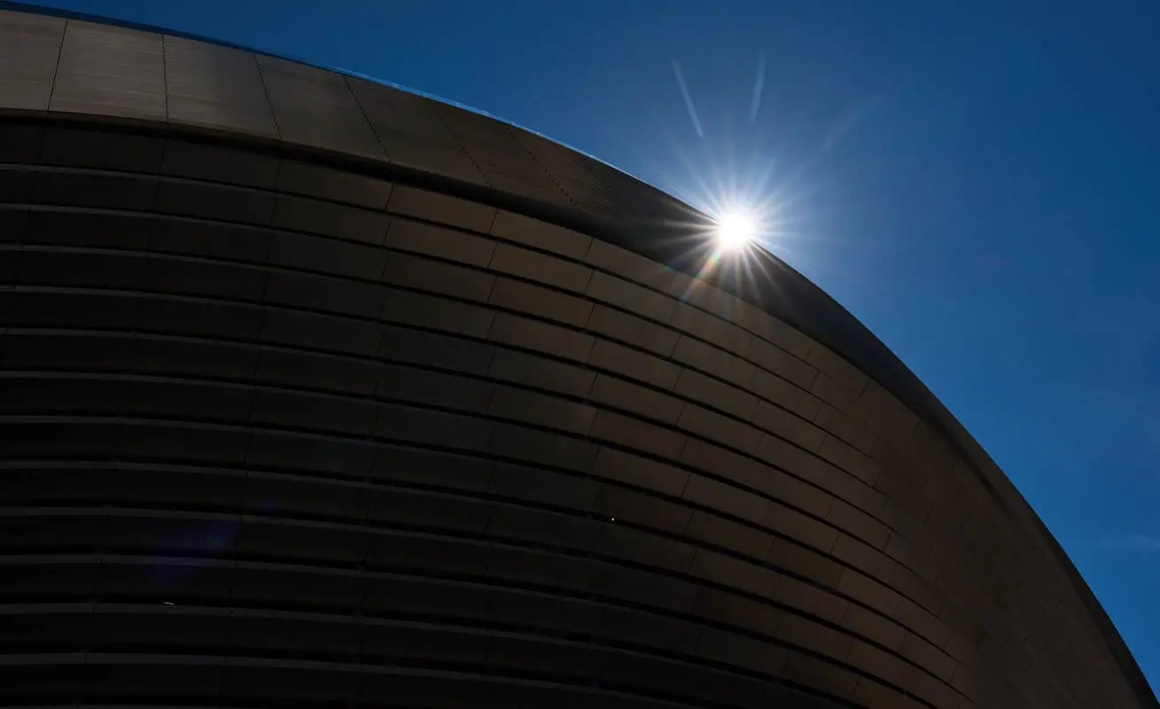 MADRID, SPAIN - OCTOBER 26: General view outside the stadium prior to the LaLiga EA Sports match between Real Madrid CF and FC Barcelona at Estadio Santiago Bernabeu on October 26, 2025 in Madrid, Spain. (Photo by Angel Martinez/Getty Images)