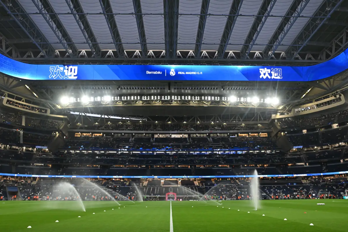 MADRID, SPAIN - OCTOBER 04: General view inside the stadium prior to the LaLiga EA Sports match between Real Madrid CF and Villarreal CF at Estadio Santiago Bernabeu on October 04, 2025 in Madrid, Spain. (Photo by Denis Doyle/Getty Images)