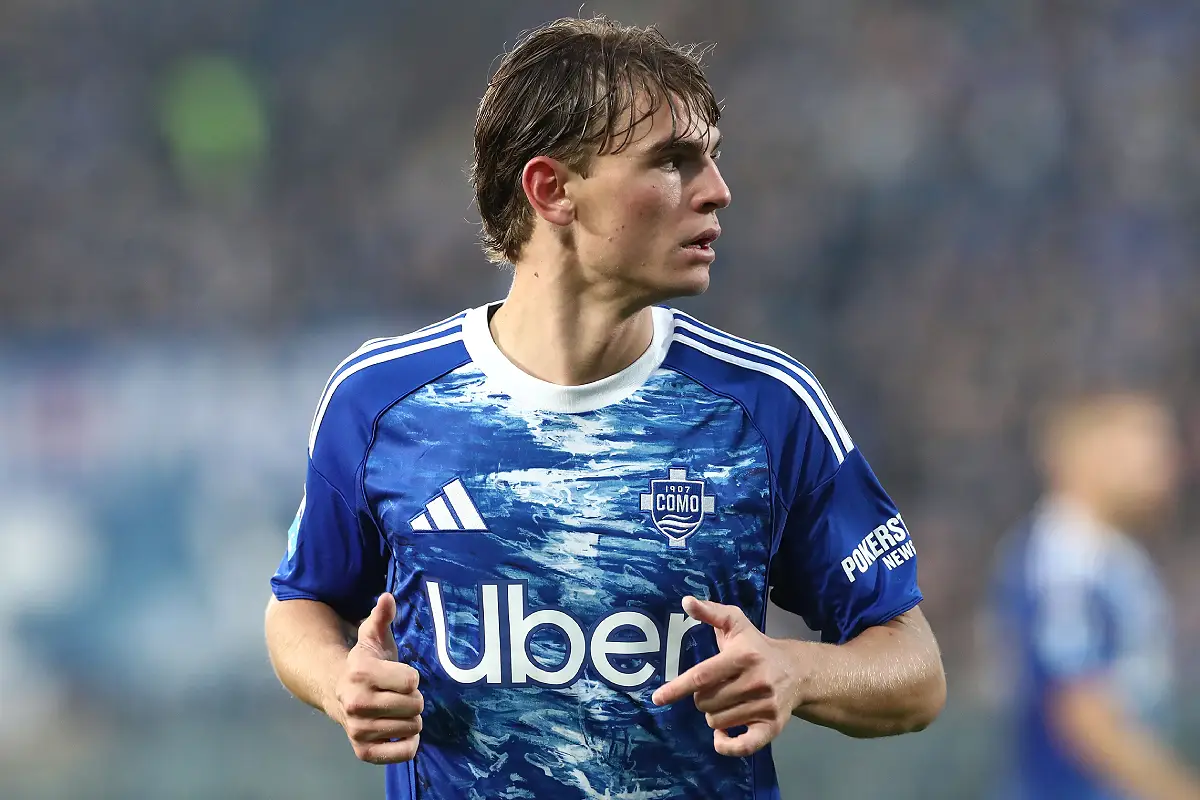 Nico Paz avec Côme la semaine dernière (Photo by Marco Luzzani/Getty Images).