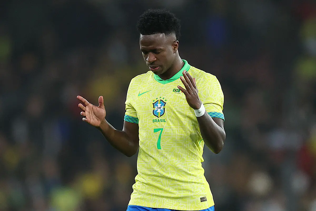 Vinicius va retrouver le Real Madrid ce week-end (Photo by Harry Murphy/Getty Images).