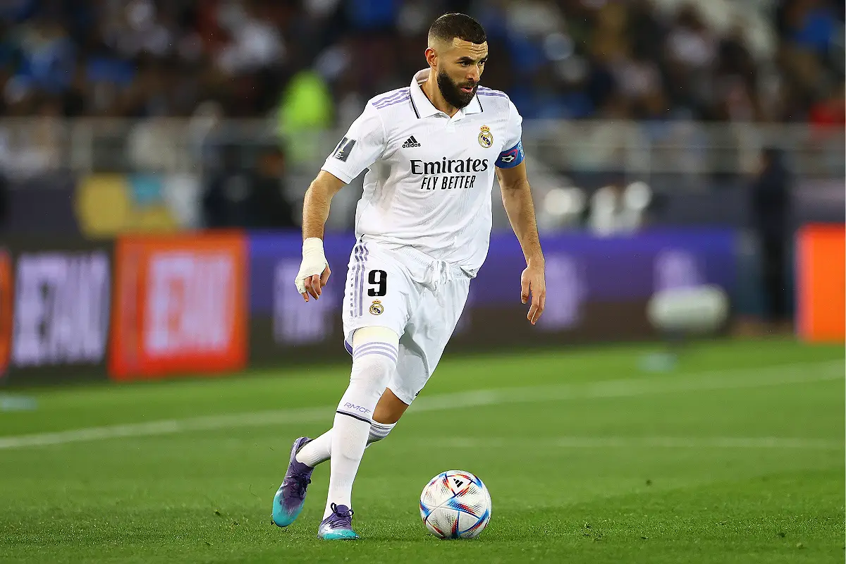 Karim Benzema avec le Real Madrid en 2022 (Photo by Michael Steele/Getty Images).