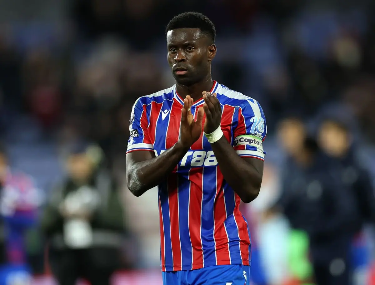 LONDON, ENGLAND - NOVEMBER 01: Marc Guehi of Crystal Palace applauds supporters after the Premier League match between Crystal Palace and Brentford at Selhurst Park on November 01, 2025 in London, England. (Photo by Eddie Keogh/Getty Images).