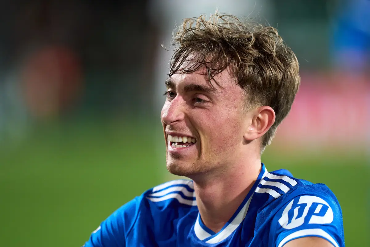ELCHE, SPAIN - NOVEMBER 23: Dean Huijsen of Real Madrid reacts during the LaLiga EA Sports match between Elche CF and Real Madrid CF at Estadio Manuel Martinez Valero on November 23, 2025 in Elche, Spain. (Photo by Angel Martinez/Getty Images)