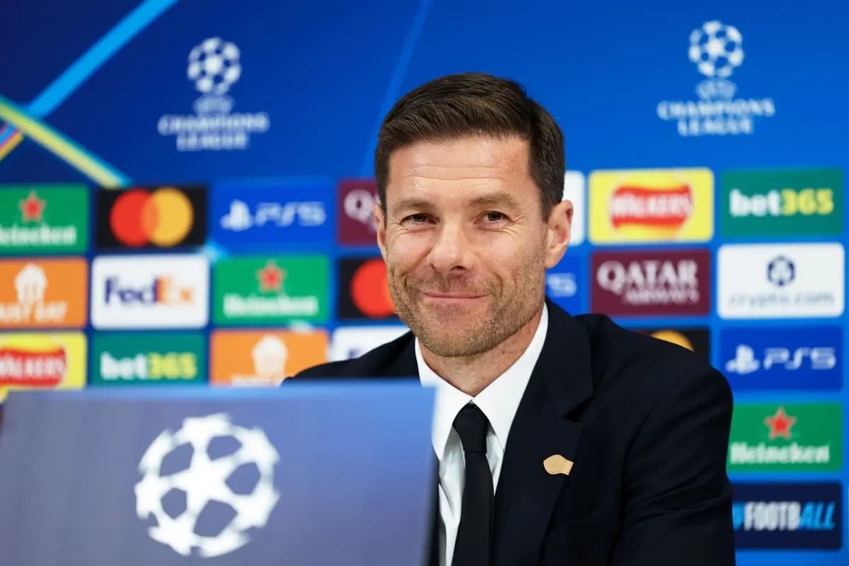 LIVERPOOL, ENGLAND - NOVEMBER 03: Xabi Alonso, Head Coach of Real Madrid, looks on during a press conference at Anfield on November 03, 2025 in Liverpool, England. (Photo by Matt McNulty/Getty Images)