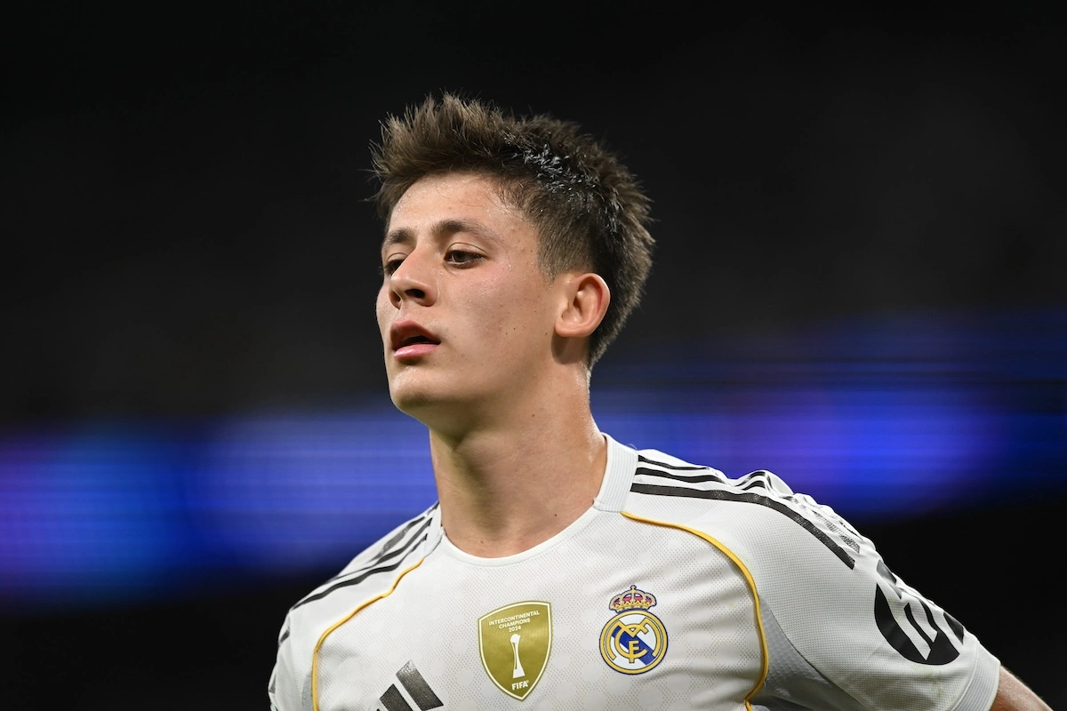 MADRID, SPAIN - OCTOBER 22: Arda Guler of Real Madridlooks on during the UEFA Champions League 2025/26 League Phase MD3 match between Real Madrid C.F. and Juventus at Estadio Santiago Bernabeu on October 22, 2025 in Madrid, Spain. (Photo by Denis Doyle/Getty Images)