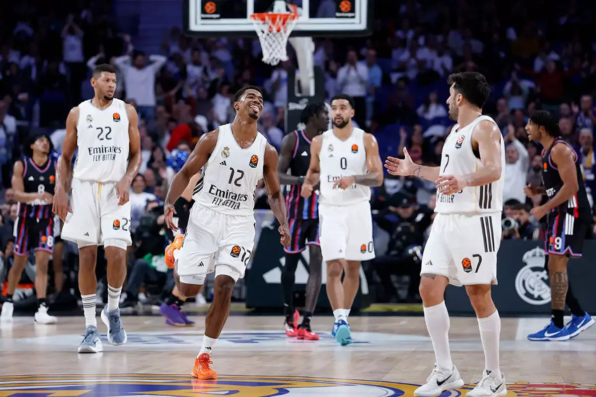 Théo Maledon avec le Real Madrid jeudi soir (realmadrid.com).