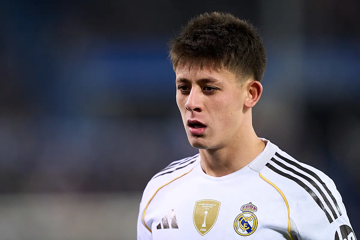 VITORIA-GASTEIZ, SPAIN - DECEMBER 14: Arda Guler of Real Madrid looks on during the LaLiga EA Sports match between Deportivo Alaves and Real Madrid CF at Estadio de Mendizorroza on December 14, 2025 in Vitoria-Gasteiz, Spain. (Photo by Juan Manuel Serrano Arce/Getty Images)