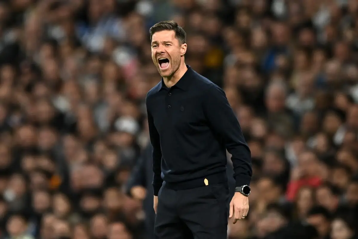 MADRID, SPAIN - DECEMBER 07: Xabi Alonso, Head Coach of Real Madrid, reacts during the LaLiga EA Sports match between Real Madrid CF and RC Celta de Vigo at Estadio Santiago Bernabeu on December 07, 2025 in Madrid, Spain. (Photo by Denis Doyle/Getty Images).