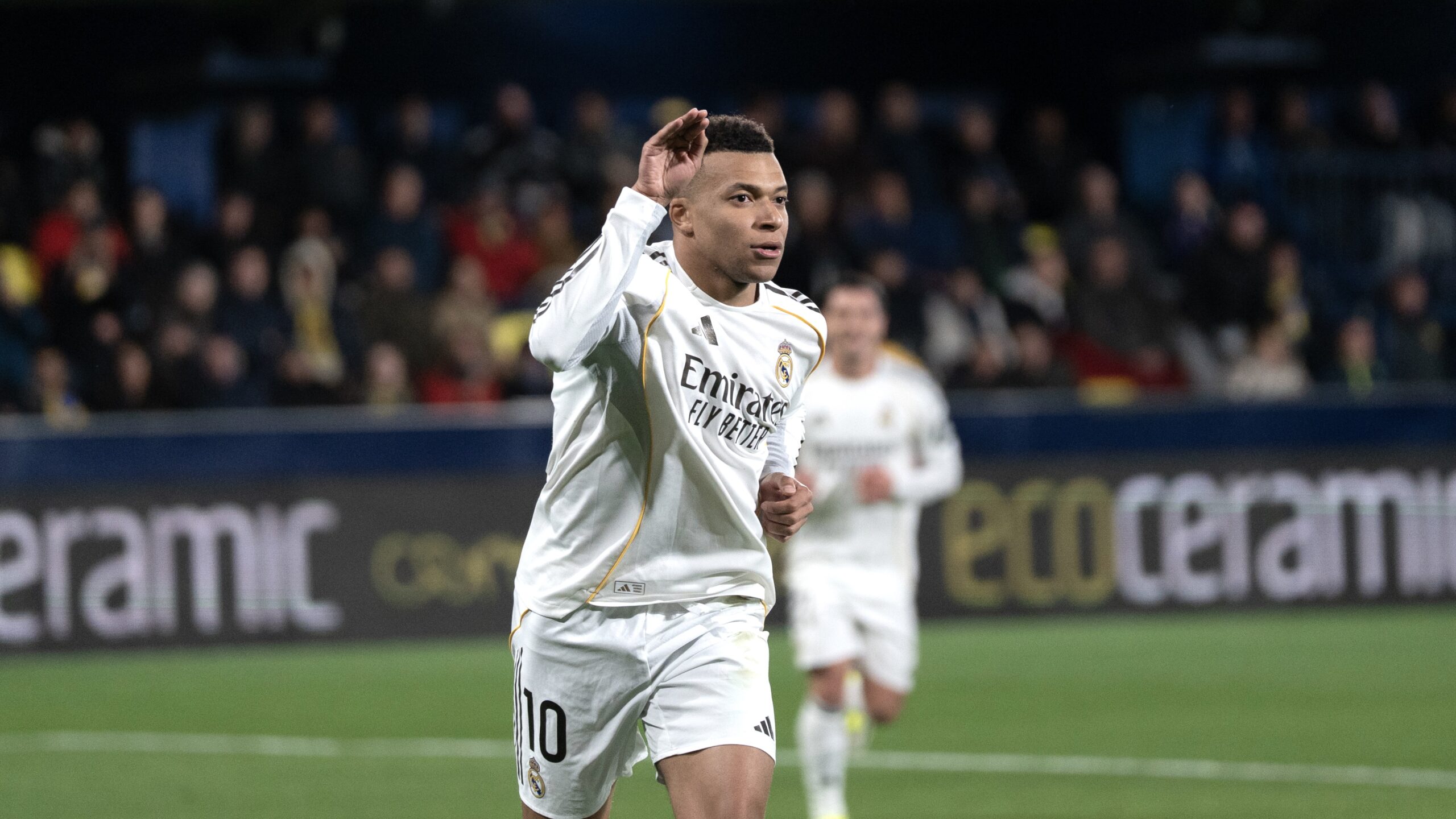 Kylian Mbappé qui célèbre son 2e but contre Villarreal (crédit photo : Brahim Kane)