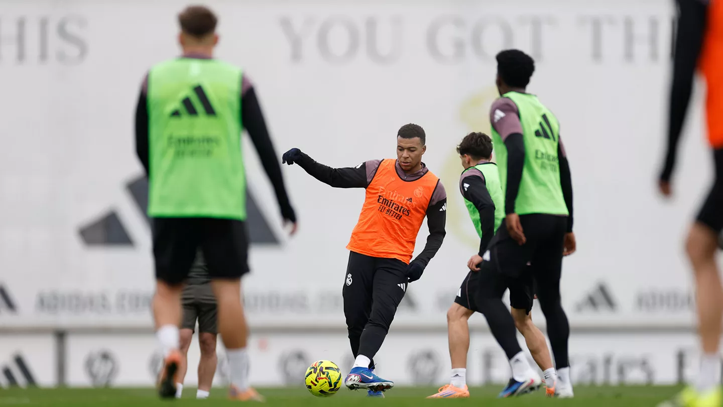 Kylian Mbappé à l'entraînement au Real Madrid (realmadrid.com)