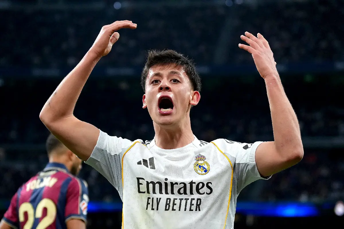 MADRID, SPAIN - JANUARY 17: Arda Güler of Real Madrid reacts during the LaLiga EA Sports match between Real Madrid CF and Levante UD at Estadio Santiago Bernabeu on January 17, 2026 in Madrid, Spain. (Photo by Angel Martinez/Getty Images)