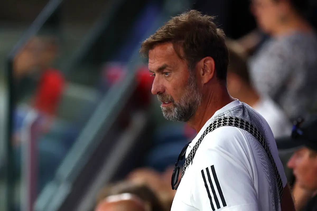 PARIS, FRANCE - AUGUST 29: Jurgen Klopp, German Football Manager, watches on during the Men's Preliminary Rounds match on day one of the Paris 2024 Summer Paralympic Games at Champs-de-Mars Arena on August 29, 2024 in Paris, France. (Photo by Dean Mouhtaropoulos/Getty Images)
