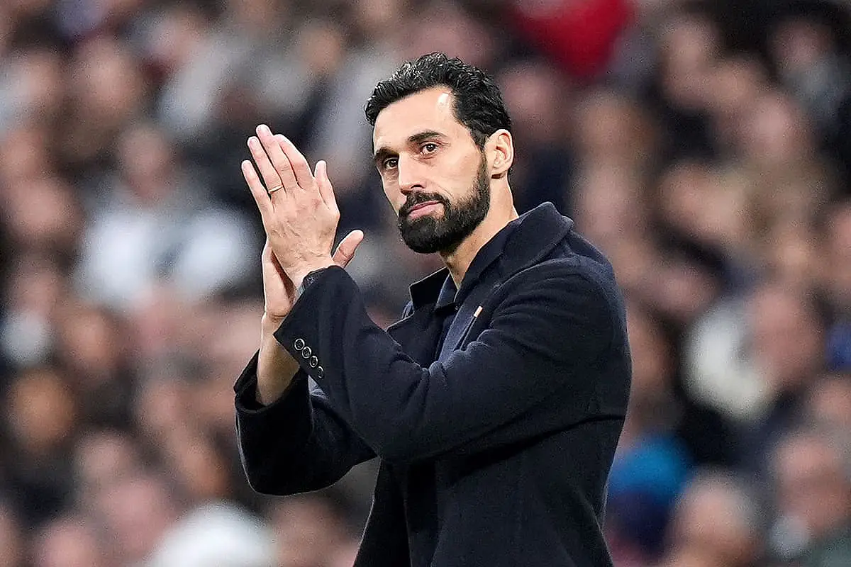 MADRID, SPAIN - JANUARY 17: Alvaro Arbeloa, Head Coach of Real Madrid, reacts during the LaLiga EA Sports match between Real Madrid CF and Levante UD at Estadio Santiago Bernabeu on January 17, 2026 in Madrid, Spain. (Photo by Angel Martinez/Getty Images).