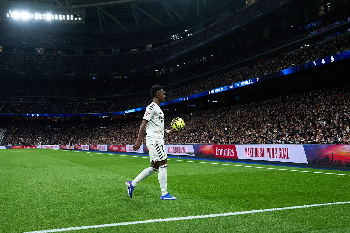 Vinicius Jr lors de Real Madrid-Séville FC (Photo by Angel Martinez/Getty Images).