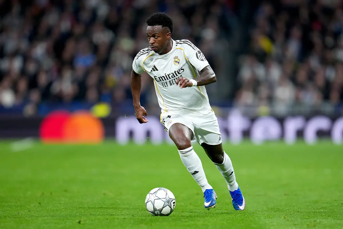 Vinicius Jr lors de Real Madrid-AS Monaco (Photo by Aitor Alcalde/Getty Images).