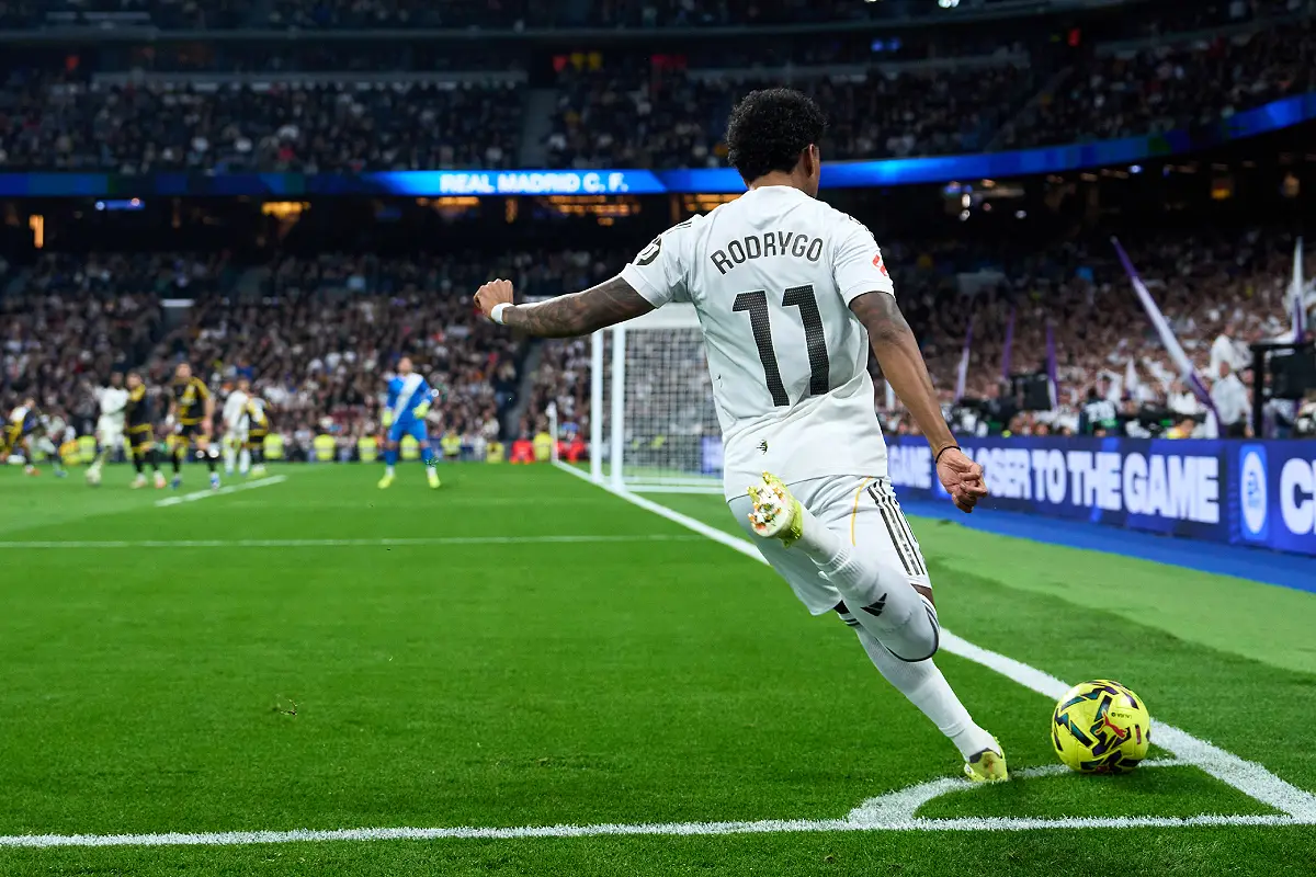 Rodrygo lors de Real Madrid-Rayo Vallecano (Photo by Angel Martinez/Getty Images).