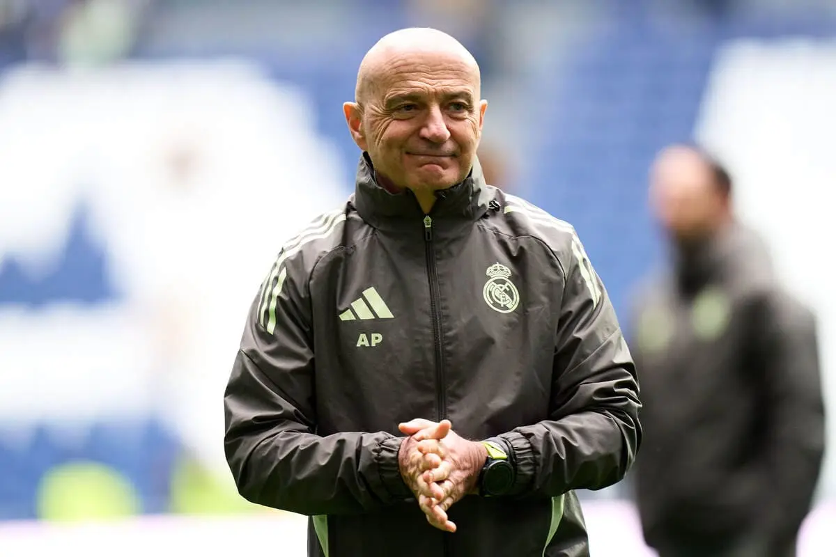 MADRID, SPAIN - JANUARY 17: Antonio Pintus, physical trainer of Real Madrid, looks on prior to the LaLiga EA Sports match between Real Madrid CF and Levante UD at Estadio Santiago Bernabeu on January 17, 2026 in Madrid, Spain. (Photo by Angel Martinez/Getty Images).