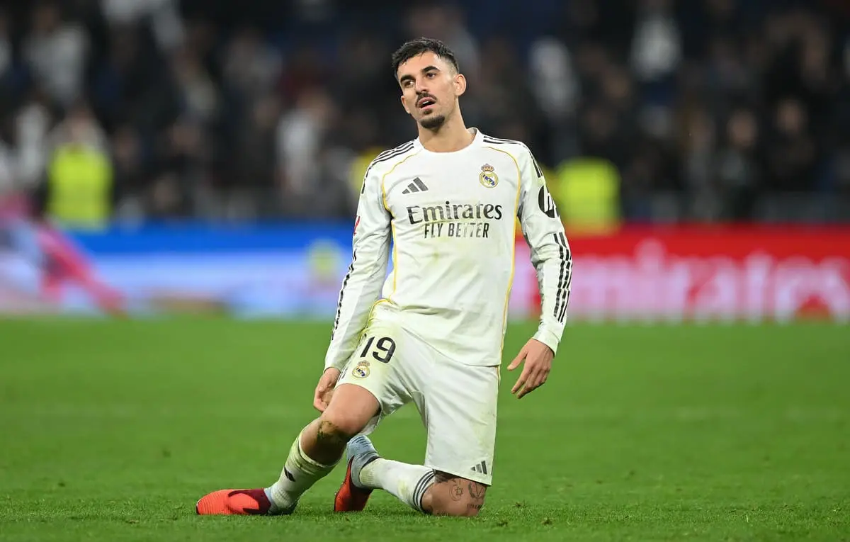MADRID, SPAIN - FEBRUARY 01: Dani Ceballos of Real Madridreacts after the LaLiga EA Sports match between Real Madrid CF and Rayo Vallecano de Madrid at Estadio Santiago Bernabeu on February 01, 2026 in Madrid, Spain. (Photo by Denis Doyle/Getty Images).