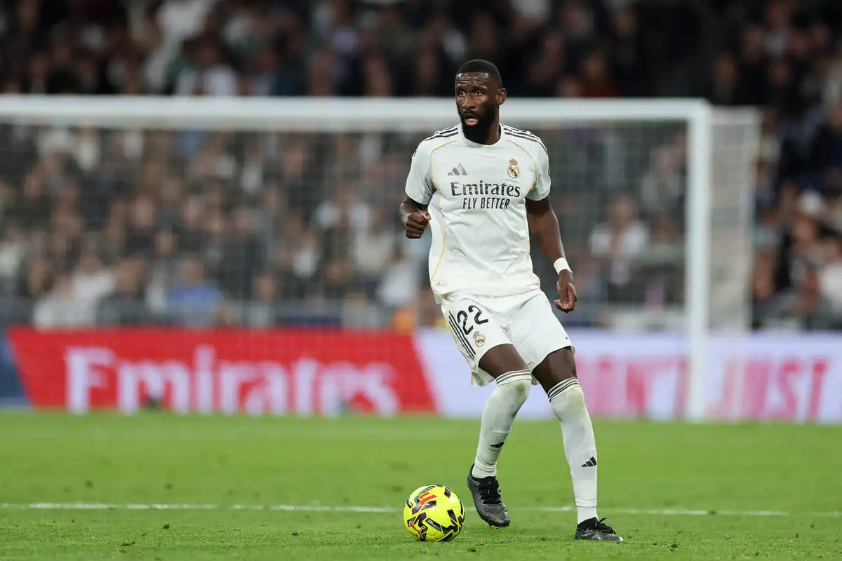 MADRID, SPAIN - JANUARY 04: Antonio Ruediger of Real Madridin action during the LaLiga EA Sports match between Real Madrid CF and Real Betis Balompie at Estadio Santiago Bernabeu on January 04, 2026 in Madrid, Spain. (Photo by Florencia Tan Jun/Getty Images).