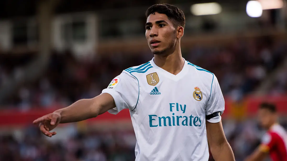 Achraf Hakimi avec le Real Madrid en octobre 2017 (Photo by Alex Caparros/Getty Images).