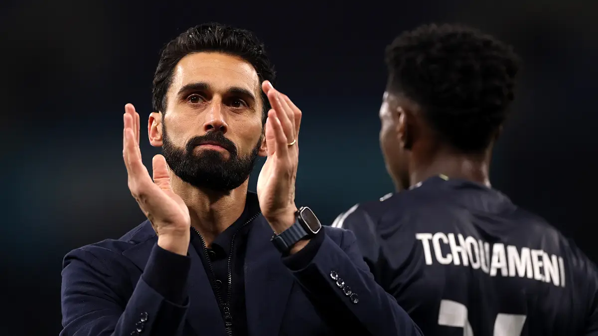 Alvaro Arbeloa après la qualification du Real Madrid à Manchester mardi soir (Photo by Carl Recine/Getty Images).