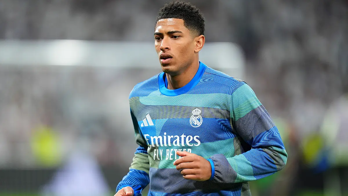 Jude Bellingham à l'échauffement du match face à l'Atlético de Madrid dimanche dernier (Photo by Angel Martinez/Getty Images).