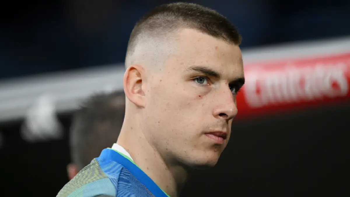 MADRID, SPAIN - FEBRUARY 01: Andriy Lunin of Real Madrid looks on prior to the LaLiga EA Sports match between Real Madrid CF and Rayo Vallecano de Madrid at Estadio Santiago Bernabeu on February 01, 2026 in Madrid, Spain. (Photo by Denis Doyle/Getty Images)