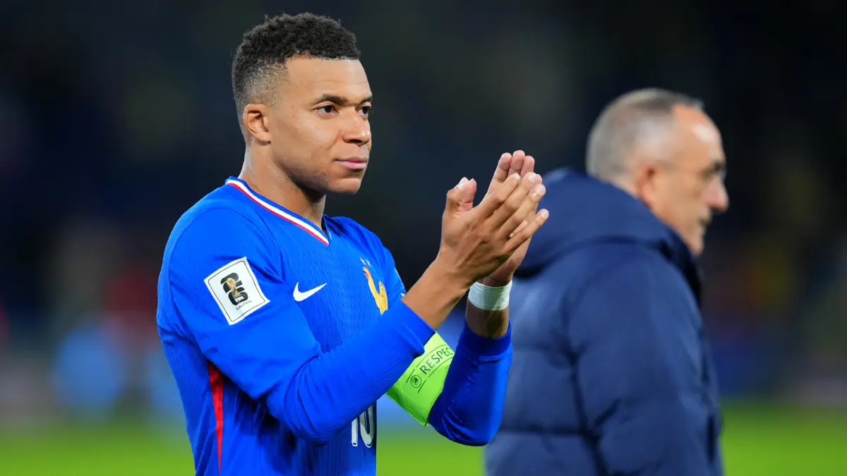 PARIS, FRANCE - NOVEMBER 13: Kylian Mbappe of France applauds their fans after the FIFA World Cup 2026 qualifier match between France and Ukraine at Parc des Princes on November 13, 2025 in Paris, France. (Photo by Franco Arland/Getty Images)