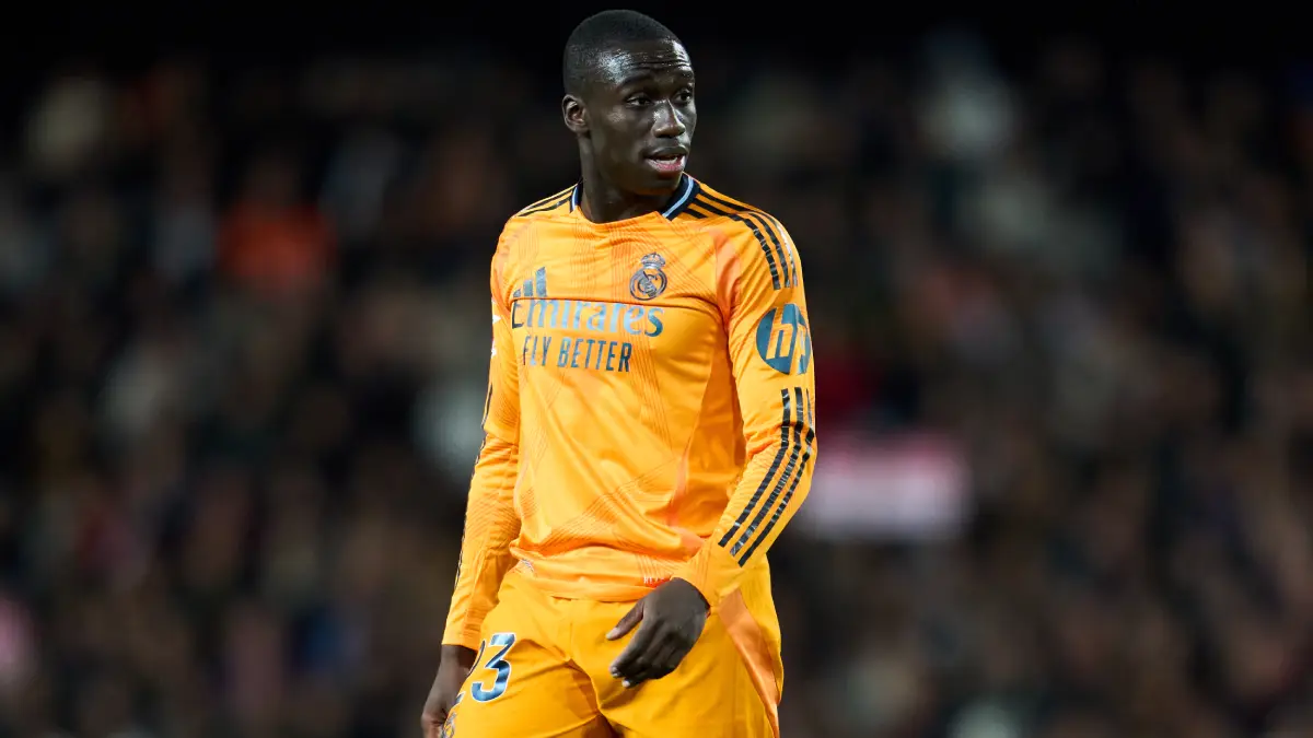 VALENCIA, SPAIN - JANUARY 03: Ferland Mendy of Real Madrid looks on during the LaLiga match between Valencia CF and Real Madrid CF at Estadio Mestalla on January 03, 2025 in Valencia, Spain. (Photo by Aitor Alcalde/Getty Images)