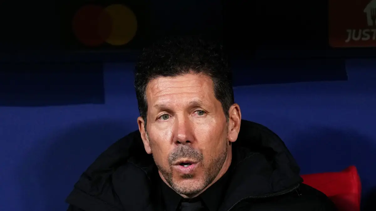 MADRID, SPAIN - MARCH 10: Diego Simeone, Head Coach of Atletico de Madrid, looks on prior to the UEFA Champions League 2025/26 Round of 16 First Leg match between Atletico de Madrid and Tottenham Hotspur FC at Estadio Civitas Metropolitano on March 10, 2026 in Madrid, Spain. (Photo by Angel Martinez/Getty Images)