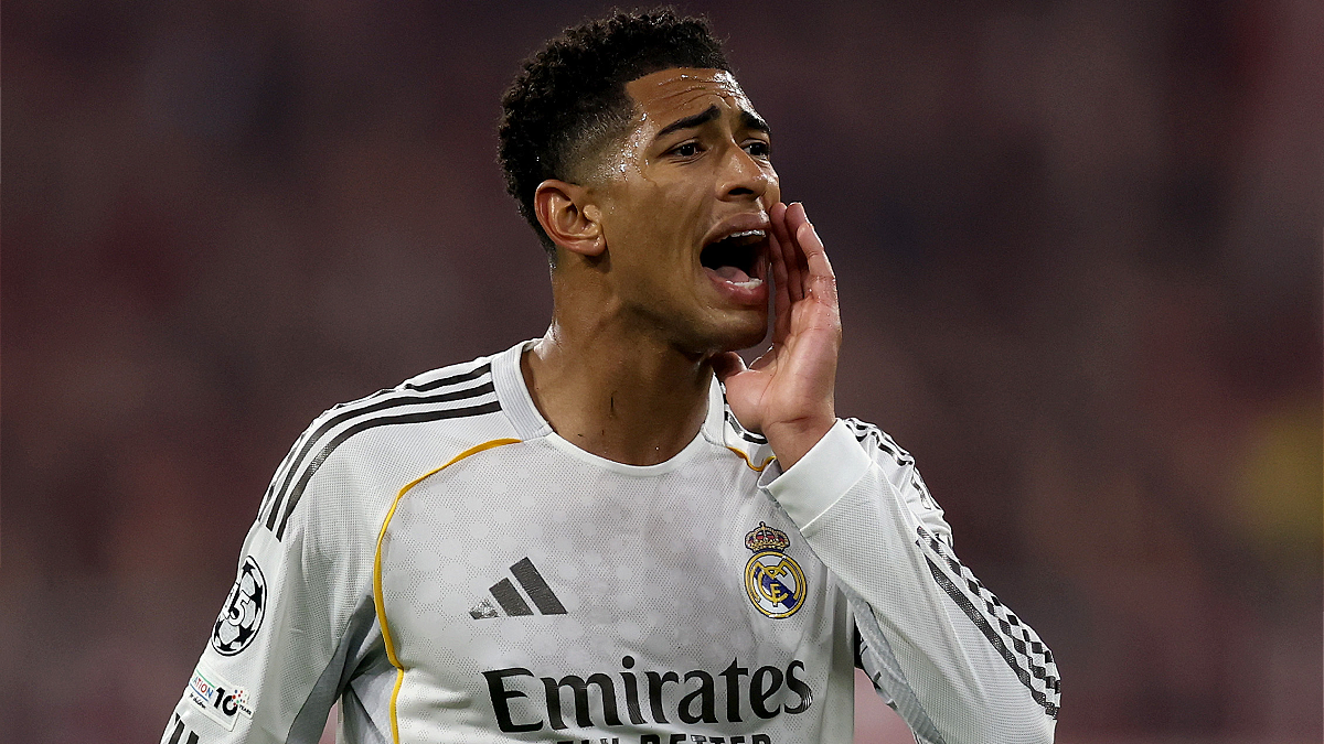 MUNICH, ALLEMAGNE – 15 AVRIL : Jude Bellingham (Real Madrid) lors du match retour des quarts de finale de l’UEFA Champions League 2025/26 opposant le FC Bayern Munich au Real Madrid CF à la Football Arena Munich le 15 avril 2026 à Munich, en Allemagne. (Photo : Lars Baron/Getty Images)