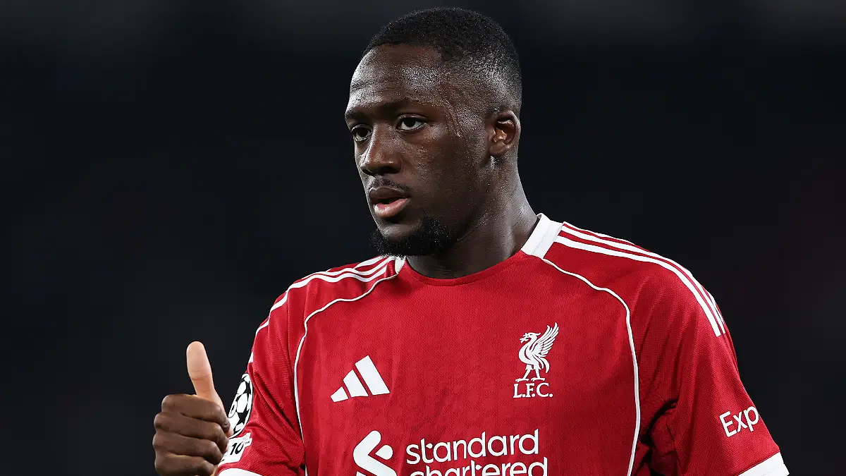 PARIS, FRANCE - APRIL 08: Ibrahima Konate of Liverpool looks on during the UEFA Champions League 2025/26 Quarter-Final First Leg match between Paris Saint-Germain FC and Liverpool FC at Parc des Princes on April 08, 2026 in Paris, France. (Photo by Justin Setterfield/Getty Images)