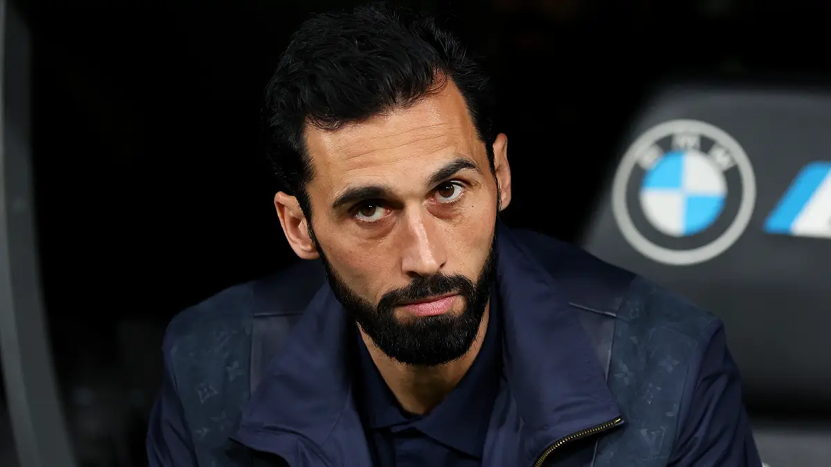 MADRID, SPAIN - MARCH 22: Alvaro Arbeloa, Head Coach of Real Madrid, looks on prior to the LaLiga EA Sports match between Real Madrid CF and Atletico de Madrid at Estadio Santiago Bernabeu on March 22, 2026 in Madrid, Spain. (Photo by Florencia Tan Jun/Getty Images)