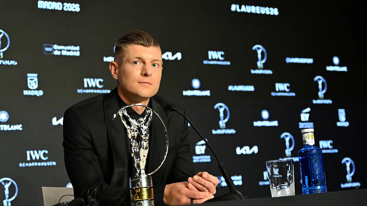 MADRID, SPAIN - APRIL 20: German Footballer Toni Kroos, winner of the Laureus Sporting Inspiration award attends the Awards Press Conference at the Laureus World Sports Awards Madrid 2026 on April 20, 2026 in Madrid, Spain. (Photo by Carlos Alvarez/Getty Images for Laureus)