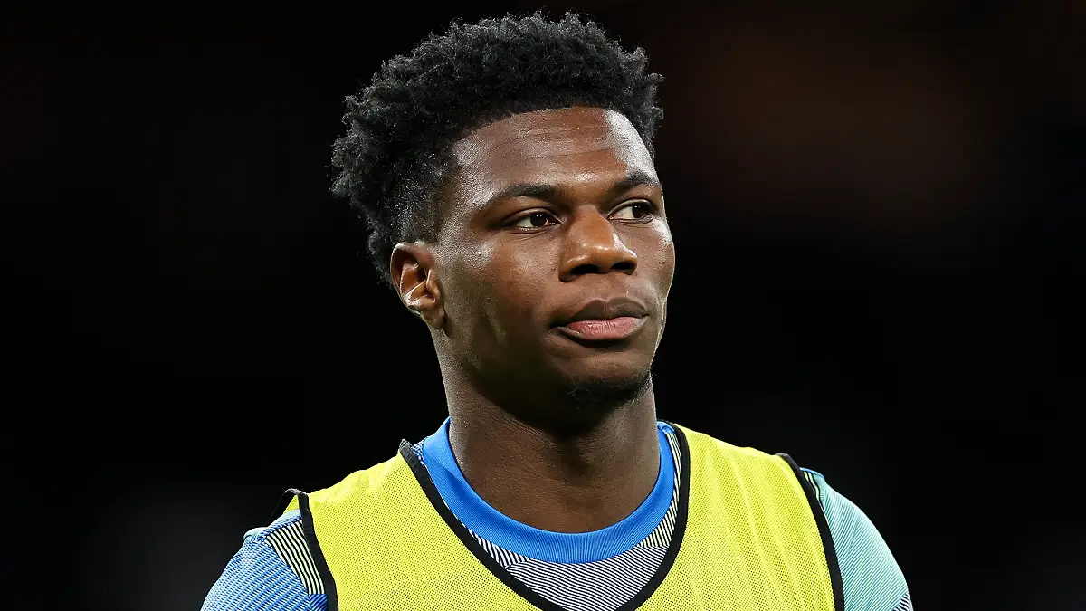MADRID, SPAIN - MARCH 14: Aurelien Tchouameni of Real Madridlooks on prior to the LaLiga EA Sports match between Real Madrid CF and Elche CF at Estadio Santiago Bernabeu on March 14, 2026 in Madrid, Spain. (Photo by Florencia Tan Jun/Getty Images)
