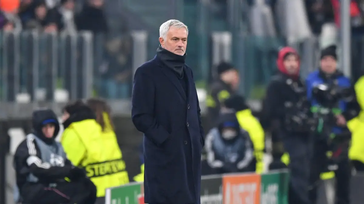 TURIN, ITALY - JANUARY 21: Jose Mourinho, Head Coach of Benfica, looks on during the UEFA Champions League 2025/26 League Phase MD7 match between Juventus and SL Benfica at Juventus Stadium on January 21, 2026 in Turin, Italy. (Photo by Valerio Pennicino/Getty Images)