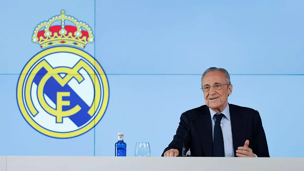 Florentino Pérez lors de la conférence de presse de ce mardi 12 mai (realmadrid.com)