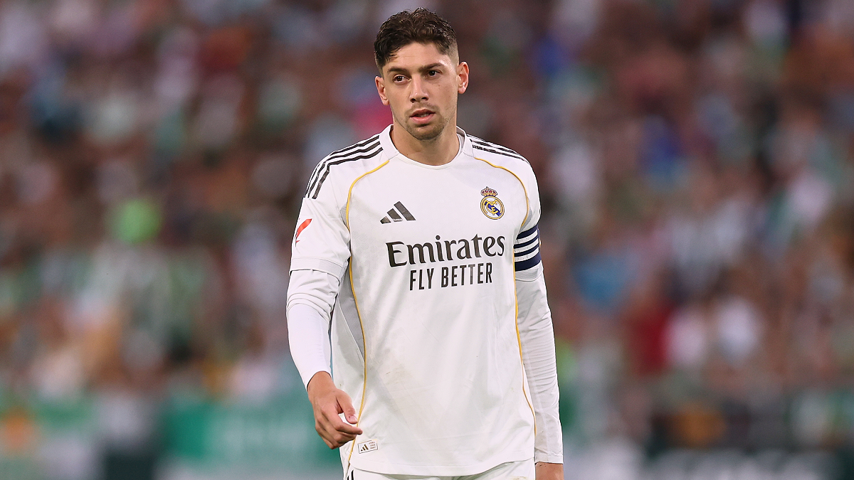 SEVILLE, SPAIN - APRIL 24: Federico Valverde of Real Madrid looks on during the LaLiga EA Sports match between Real Betis Balompie and Real Madrid CF at Estadio La Cartuja on April 24, 2026 in Seville, Spain. (Photo by Fran Santiago/Getty Images)