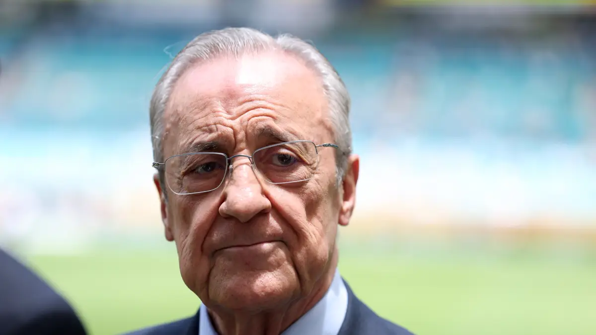 MIAMI GARDENS, FLORIDA - JUNE 18: President of Real Madrid Florentino Pérez looks on prior to the FIFA Club World Cup 2025 group H match between Real Madrid CF and Al Hilal at Hard Rock Stadium on June 18, 2025 in Miami Gardens, Florida. (Photo by Dan Mullan/Getty Images)