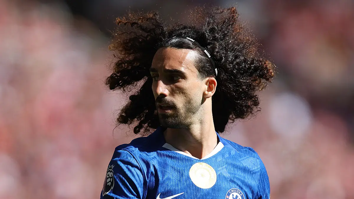 SUNDERLAND, ENGLAND - MAY 24: Marc Cucurella of Chelsea looks on during the Premier League match between Sunderland and Chelsea at Stadium of Light on May 24, 2026 in Sunderland, England. (Photo by George Wood/Getty Images)
