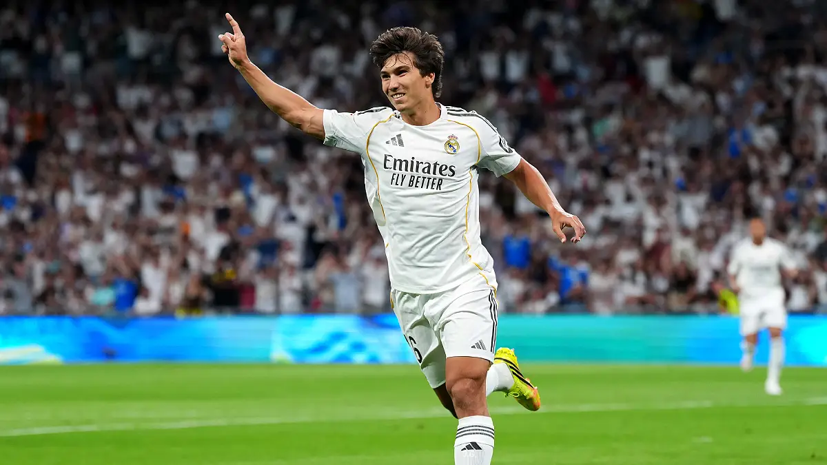 MADRID, ESPAGNE – 23 MAI : Gonzalo García du Real Madrid célèbre son but, le premier de son équipe, lors du match de LaLiga EA Sports opposant le Real Madrid CF à l'Athletic Club au stade Santiago Bernabéu le 23 mai 2026 à Madrid, en Espagne. (Photo : Angel Martinez/Getty Images)