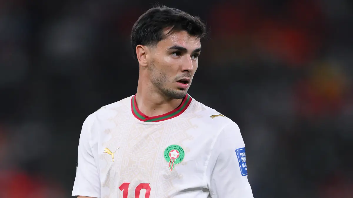 GUADALUPE, MEXICO - JUNE 29: Brahim Diaz #10 of Morocco looks on during the FIFA World Cup 2026 Round Of 32 match between Netherlands and Morocco at Monterrey Stadium on June 29, 2026 in Guadalupe, Mexico. (Photo by David Ramos/Getty Images)