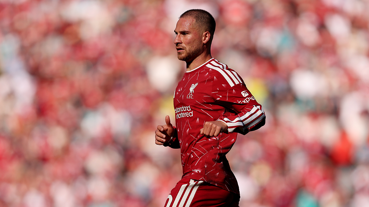LIVERPOOL, ENGLAND - MAY 24: Alexis Mac Allister of Liverpool in action during the Premier League match between Liverpool and Brentford at Anfield on May 24, 2026 in Liverpool, England. (Photo by Jack Thomas/Getty Images)