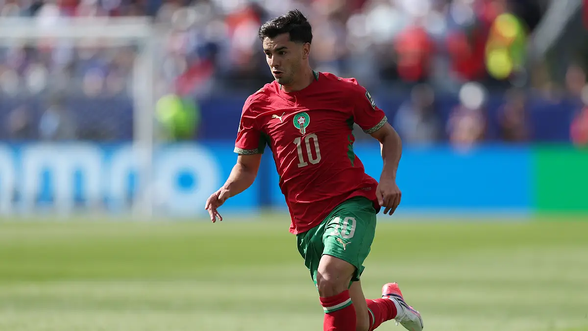 FOXBOROUGH, MASSACHUSETTS - JULY 09: Brahim Diaz of Morocco during the FIFA World Cup 2026 Quarter Final match between France and Morocco at Boston Stadium on July 09, 2026 in Foxborough, Massachusetts. (Photo by Molly Darlington/Getty Images)
